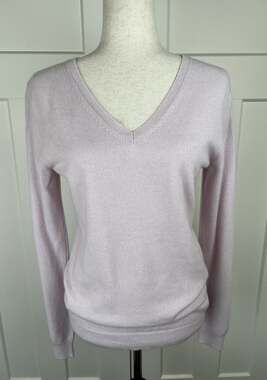 Christopher Fischer 100% Cashmere Sweater Womens M Blush Mauve V Neck